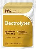 Micro Ingredients Electrolyte Powder, 2 lbs (139 Servings) | Lemon Raspberry Flavor | High Potassium (1,000mg) + Coconut Water & Real Lemon Juice | No Sugar, Keto Friendly | Non-GMO