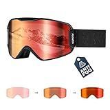 VOZAPOW Photochromic Ski Goggles Over Glasses with HD Lens, 100% UV Protection Snow Snowboard Goggles Anti Fog for Men, Women, Youth