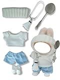 MOFABIA Clothes for 17cm Doll, 5 Pcs Doll's Sports Wear Outfits Gym Clothes Headband Shoes Accessories Luxury Stylish Adorable Dolls Clothes(No Doll) (Badminton Blue)