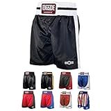 Ringside Pro-Style Boxing Trunks, Satin Boxing Shorts for Men and Women, Ideal for MMA, Muay Thai, Black/White, Medium