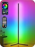 RIYO LED Corner Floor Lamp, RGB Color Changing Standing Lamp with App and Remote Control, 16 Million Colors & 68+ Scene Music Sync Ambient Lighting for Living Room, Bedroom, Gaming Room Decor
