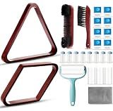ShinyRelief 22 Pcs Pool Table Brush Set Ball Rack Chalk, Wine Red