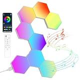 NIUCOO 8 Pack Hexagon LED Lights Wall Panels, Smart RGB Gaming Lights with APP & Music Sync, DIY Modular Hex Tiles, USB-Powered for Autism/Game Room/Party Decor
