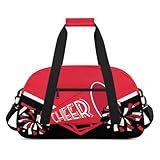 OMFUNS Cheer Kids Overnight Duffel Bags for Girls Red Black Cheerleading Sport Gym Bag Duffel Bag for Travel Weekender Practice Gymnastics Ballet School Cheerleader Gym Duffel Bag