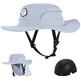 Tontron Waterports Hat with Hard Shell for Surfing, SUP,Kayaking and Watersports (Gray, Medium)