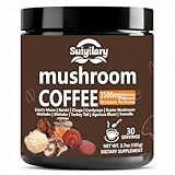 Suiyilary 10 Mushroom Coffee with Arabica w, Lion's Mane, Reishi, Mushroom Polysaccharides & More, Instant Mushrooms Powder for Focus, Immunity Boost, Memory & Clarity - 30 Servings