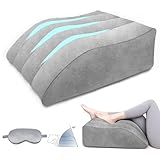TheClover Inflatable Leg Elevation Pillow After Surgery - Portable Leg Elevation Pillow & Silk Sleep Eye Mask Set, Inflatable Wedge Leg Pillow for Sleeping, Relaxation,Circulation and Swelling,Grey