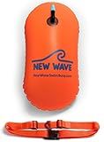 New Wave Swim Bubble for Open Water Swimmers and Triathletes - Swim Safety Buoy Float (Orange)