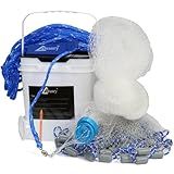 Drasry Saltwater Fishing Cast Net 3/8 and 1/4 Mesh with Heavy Duty Gray Sinker American Monofilament Fish Throw Net for Bait Trap 3FT 4FT 5FT 6FT 7FT 8FT 9FT Radius 3/8, 4FT Radius /120cm