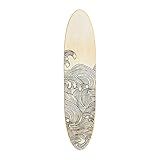 Creative Co-Op Coastal Decorative Surfboard Wall Décor, Wave Design Overlaid On Natural Wood, Hangs Vertical or Horizontal
