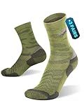Rahhint Quick Dry Ultra-Lightweight Merino Wool Compression Running Socks Men Women Anti-Blister Cushion Crew Green L