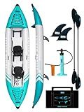 Inflatable Kayak 2 Person Adult - BEYOND MARINA Tandem Kayak with Drop Stitch Floor, Touring Kayak with Aluminum Paddles, Seats, Footrests, Pump, Fins, Adventurer 12.5ft