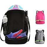 Soccer Bags, Waterproof Drawstring Gym Backpack for Baskestball Rugby Volleyball Yoga, Large Capacity Sports Bag (Black)