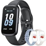 BOALZETD Fitness Tracker with 24/7 Heart Rate Monitor, Sleep Tracker - 3 ATM Waterproof Fitness Watch Calorie Step Counter Smart Watch Includes 3 Sport Bands for Android iOS Women Men, Black