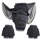 SKATING SPIRIT Padded Skating Shorts Protective Crash Pants Built-in Mash Skirt Covering Tailbone Hip Butt Pad (M)