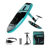160L Inflatable Hydrofoil Board Versatile Inflatable Surfing Board for Water Sports Board for Kitesurf Wakesurf,Lucid ICE Hydrofoil Board-Blue Green Color