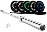 Fitvids Olympic 2" Bumper Plates Set Including 260LB Weight Plates Set & 7FT Olympic Barbell Bar(305 Pounds Total), Multiple Packages