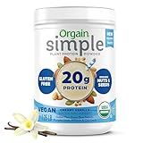 Orgain Organic Simple Vegan Protein Powder, Vanilla - 20g Plant Based Protein, Made with less Ingredients, No Artificial Sweeteners, Gluten Free, No Dairy or Lactose, 1.25 lb (Packaging May Vary)