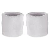 Suddora Wrist Sweatbands, Absorbent and Breathable Thick Cotton Bands for Working Out, Gymnastics, Basketball, Tennis, and Football, Multiuse Wristbands for Costumes and Cosplay (Pair) (White)