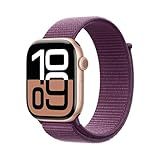 Apple Watch Series 10 [GPS 46mm case] Smartwatch with Rose Gold Aluminium Case with Plum Sport Loop. Fitness Tracker, ECG App, Always-On Retina Display, Carbon Neutral