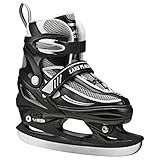 Lake Placid Summit Boy's Adjustable Ice Skate Black/White/Grey, Small (10J – 13)