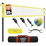 20ft Volleyball Net for Backyard,Adjustable Height Volleyball net Outdoor,Come with Volley Ball, Pump, Boundary Line, and Carry Bag for Backyard, Beach, Lawn, Easy to Set Up&Carry