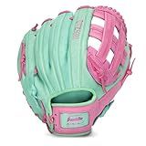 Franklin Sports CTZ5000 Baseball Fielding Glove - Men's Adult + Youth Baseball Mitt - Deep Mint/Pink Cowhide Leather Glove - 12.5" H-Web
