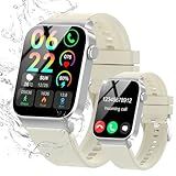 STECEi Smart Watch for Men Women Bluetooth Call, 1.85" HD Screen Smartwatch with Heart Rate/Sleep Monitor, 110+ Sport Modes Activity Trackers IP68 Waterproof, Fitness Watch for Android iOS, Milk White
