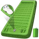 FNARMW Camping Sleeping Pad, Extra Thick 5 Inch Camping Mat with Pillow Built-in Foot Pump Inflatable Sleeping Pads Compact for Camping Backpacking Hiking Traveling Tent（Green）