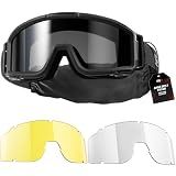 1TG Tactical Airsoft Goggles Anti Fog ANSI Z87.1 with 3 Impact Lenses