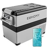 EUHOMY 12 Volt Refrigerator, 48QT(45L) Electric Cooler, 12V Fridge APP Control, 12V Cooler -4℉~68℉, Portable Freezer 12/24V DC 110-240V AC for Camping, Travel, Truck, Home