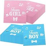 100Pcs Gender Reveal Napkins, 13 x 13 Inches Boy or Girl Baby Shower Napkin, Team Boy or Girl Napkins, Blue Pink Party Napkin for Baby Shower Gender Reveal Party Supplies