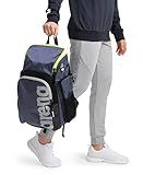 ARENA Spiky III Backpack 35 Unisex Travel Sports Gym Backpack for Men and Women, Training Gear Equipment Bag for Swimmers, 35 Liters, Navy/Neon Yellow