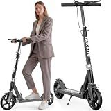 TaroKitc Kick Scooter for Kids, Teens & Adults - Foldable 8-Inch Big Wheel Scooter with 4 Adjustable Height, Max Load 240 LBS, Dual Brake & Bell, Lightweight Scooters for Park Rides & Commuting