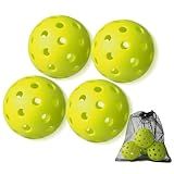 YHLOJIX 4 Pack Outdoor Pickleball Balls with Mesh Bag, Premium Pickle Balls with High Visibility, Consistent Flight & Reliable Bounce, 40 Holes Outdoor Pickleballs for Every Skill Level