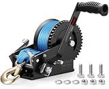 Kolvoii 3500 lb Boat Trailer Winch, 33 ft Strap, 2-Speed 4:1/8:1, Blue