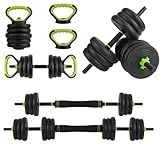 44/66/88 Lbs Adjustable Dumbbell Set, 4-in-1 Free Weights Set with Connector, Fitness Exercise Equipment Used As Barbell, Kettlebells, Push Up Stand, Weights Set for Home Gym Suitable Men/Women