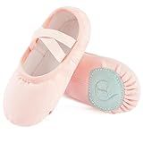 TIEJIAN Ballet Shoes for Girls, Canvas Dance Practice Slippers No-Tie Sole Yoga Gymnastics Shoes(Toddler/Little Kid/Big Kid) Pink