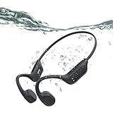 QMHL Swimming Headphones-Bone Conduction Headphones, IP68 Waterproof Built-in MP3 Player 32G Memory, Underwater Swimming Bluetooth V6.0 Headset, Wireless Open Earphones, for Running, Cycling (Black)