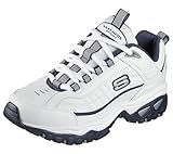 Skechers Men's Energy Afterburn Lace-Up Sneaker, White/Navy, 10.5 Wide
