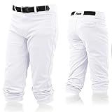 Franklin Sports Youth Baseball + Softball Pants - Knee High White Baseball Pants for Kids - Boys + Girls Knicker Style Bottoms with Belt Loop - White - Youth Large