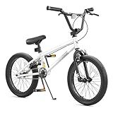 67i Boys BMX Bike 18/20 Inch Ages 8-12 Kids Bicycle with Front Rear U Brake Adjustable Seat Iron Fork 2.09" Wide Tires (18'' (Without Pegs), White)
