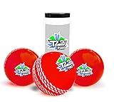 jaspo T20 Plus Practice Cricket Balls Pack of 3 for Indoor Outdoor Play,Weight 120-125 Gm Approx, Colour Red, Synthetic Rubber Material