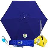 BEACHBUB ALL-IN-ONE BEACH UMBRELLA SYSTEM. Includes ULTRA Base (compliant with the ASTM F3681-24 Beach Umbrella Safety Standard). (Deep Ocean Blue)