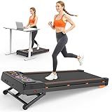 Walking Pad Treadmill with 15% 12-Level Auto Incline, 450 lbs Capacity UI Screen, Trisomy 3.5HP Quiet Under Desk Treadmill with Speaker & Remote, Compact Treadmills for Home Hiking