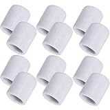 Bememo 12 Pcs Wristbands Sweatband for Women Men, Neon 80s Sport Wrist Bands for Baseball Basketball Football Tennis Soccer Team Gymnastics Spirit Absorbent Sweatbands(3.15 Inch,White)