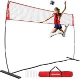 ZEALFEEL Volleyball Net, 12FT Volleyball Training Net for Backyard Height Adjustable, Portable Freestanding Practice Net for Hitting & Serving Drills, Pop up Nets with Carry Bag for Indoor Outdoor