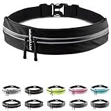 Fitgriff® Running Belt for Men & Women - Secure Jogging Pouch for Phone, Keys & Essentials - For All Cell Phones (Black, 24.5" - 35.5" Waist Size)