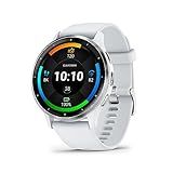 Garmin Venu 3 Silver Stainless Steel Bezel 1.4-Inch AMOLED Touchscreen Display Smart Watch with 45mm Whitestone Case and Silicone Band