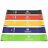 TechStone Resistance Bands Set for Men and Women, Pack of 5 Different Levels Elastic Band for Home Gym Long Exercise Workout – Great Fitness Equipment for Training, Yoga – Free Carrying Bag